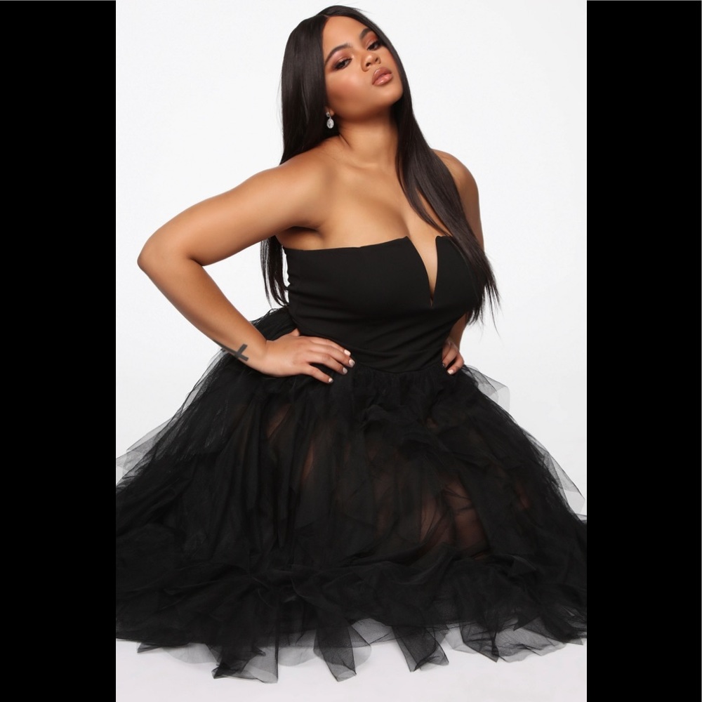 Strapless tulle dress